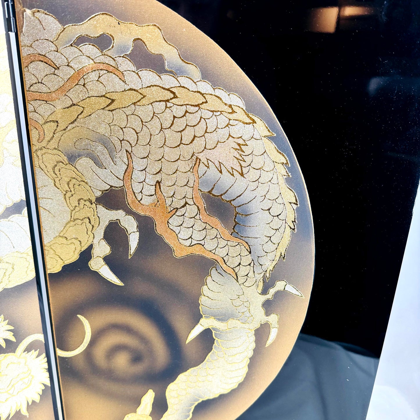 Gold Dragon Folding Screen by Gahō | Enamel Finish Two-Panel Byōbu 03