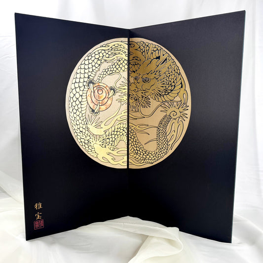Gold Dragon Folding Screen by Gahō – Two-Panel Byōbu 01