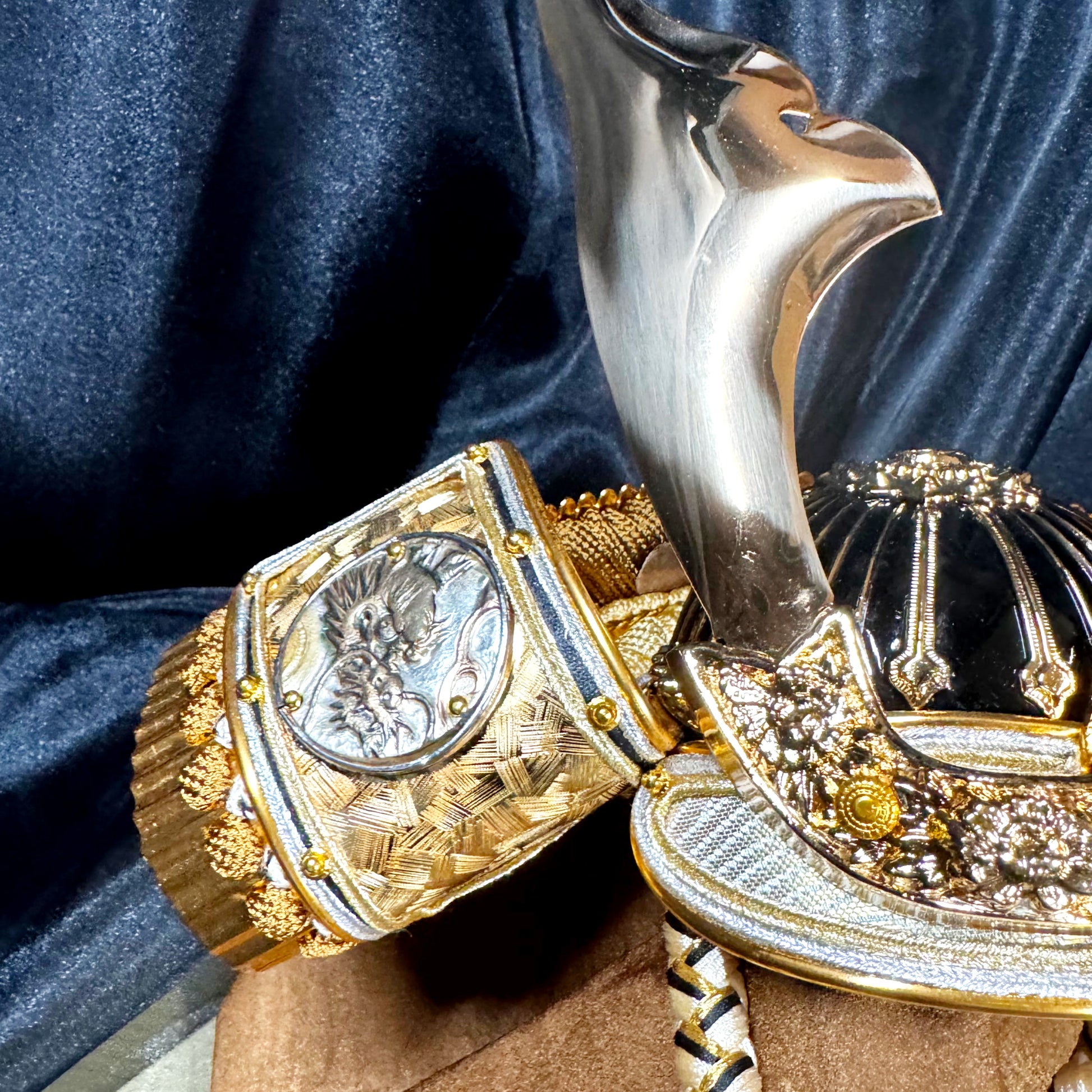 Samurai Kabuto Helmet with Silver Dragon Reliefs 03