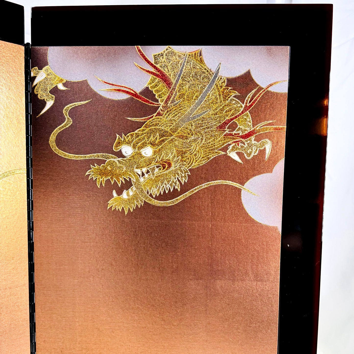 Twin Dragon Folding Screen Byōbu – Two-Panel Enamel Finish 03