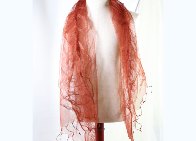 Amami Dyed 100% Silk Chiffon Stole / Scarf - Terracotta Orange (70 x 180 cm)