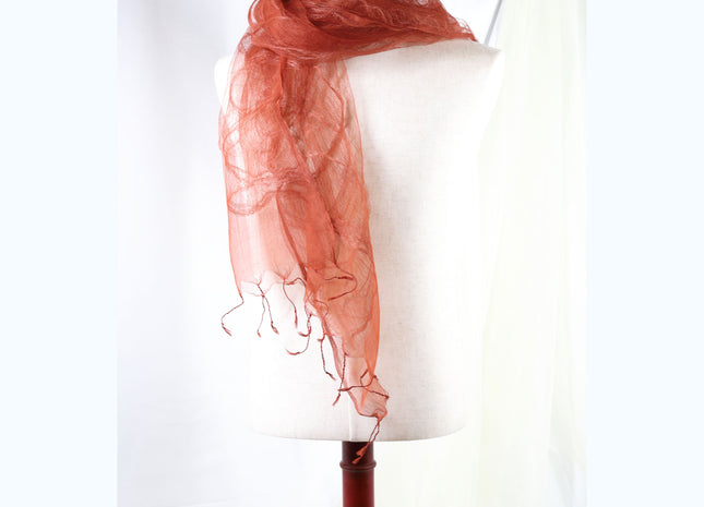 Amami Dyed 100% Silk Chiffon Stole / Scarf - Terracotta Orange (70 x 180 cm)
