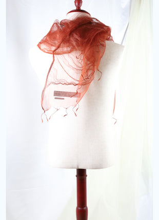 Amami Dyed 100% Silk Chiffon Stole / Scarf - Terracotta Orange (70 x 180 cm)