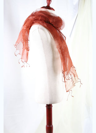 Amami Dyed 100% Silk Chiffon Stole / Scarf - Terracotta Orange (70 x 180 cm)