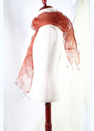 Amami Dyed 100% Silk Chiffon Stole / Scarf - Terracotta Orange (70 x 180 cm)