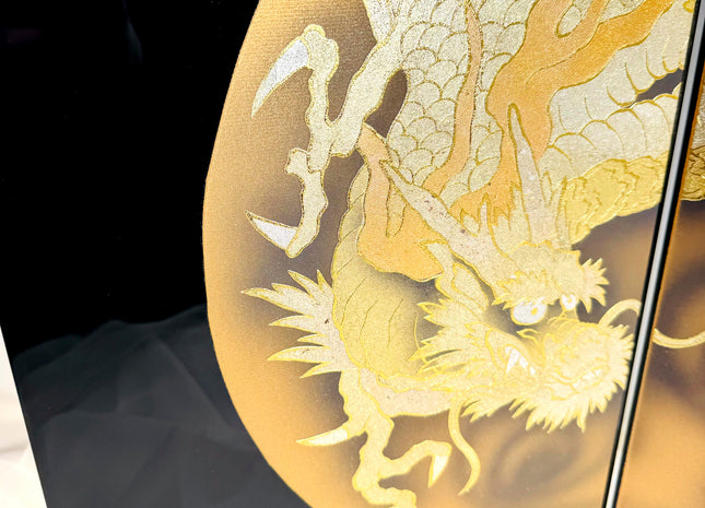 Gold Dragon Folding Screen by Gahō | Enamel Finish Two-Panel Byōbu 02