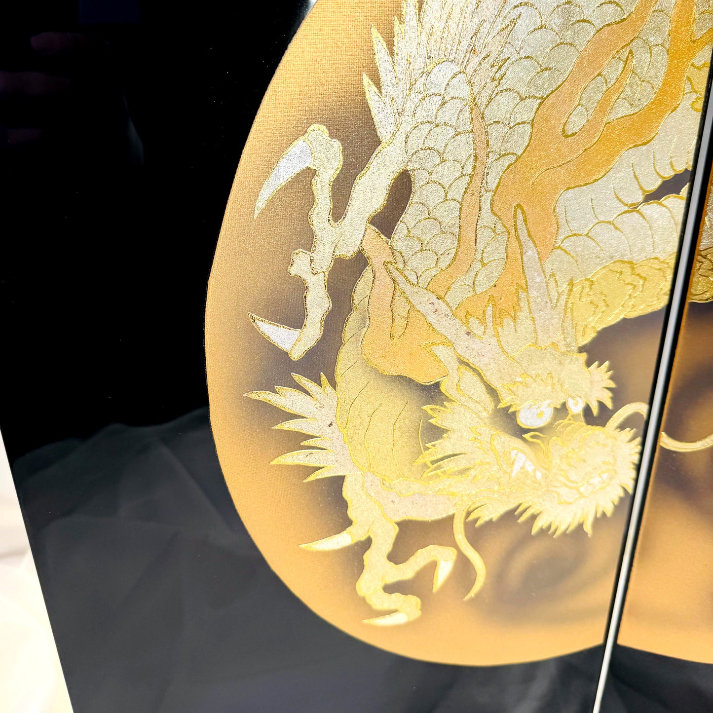 Gold Dragon Folding Screen by Gahō | Enamel Finish Two-Panel Byōbu 02