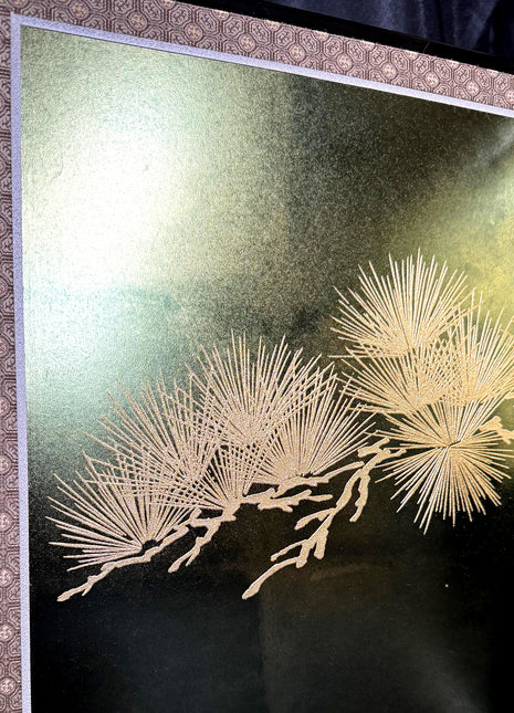 Gold Pine Folding Screen by Gahō Noguchi (2-panel Byōbu) 02