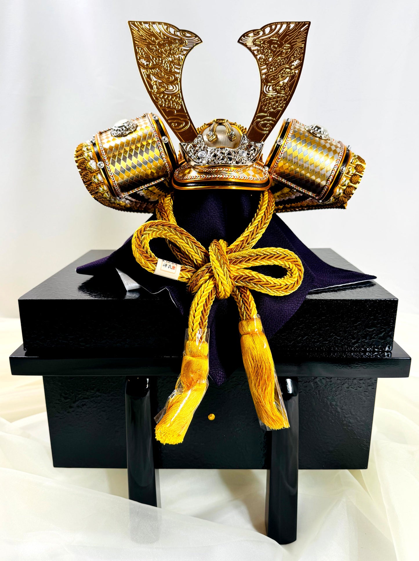 Luxury Samurai Kabuto Display – Golden Dragon Crest
