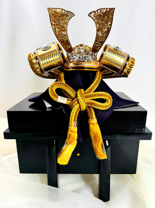 Luxury Samurai Kabuto Display – Golden Dragon Crest