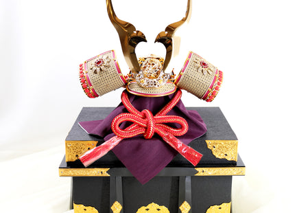 Kabuto (Helmet): Grand Gold Kuwagata and Ruby Ornamentation