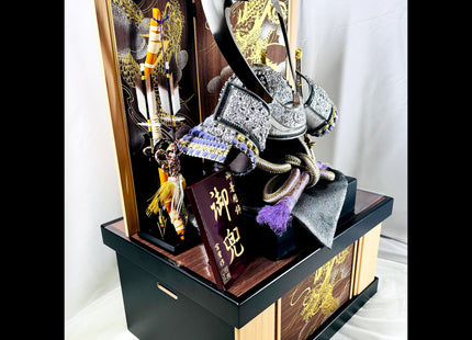 Samurai Kabuto Armor Set with Storage Base & Dragon Byōbu – Wearable Display by Miyachu 07