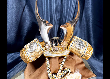 Samurai Kabuto Helmet with Silver Dragon Reliefs 01