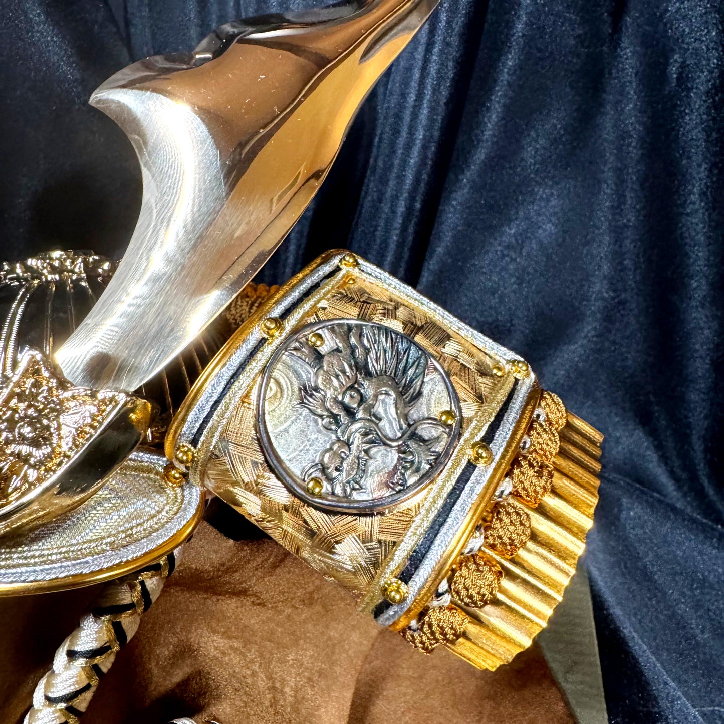 Samurai Kabuto Helmet with Silver Dragon Reliefs 04