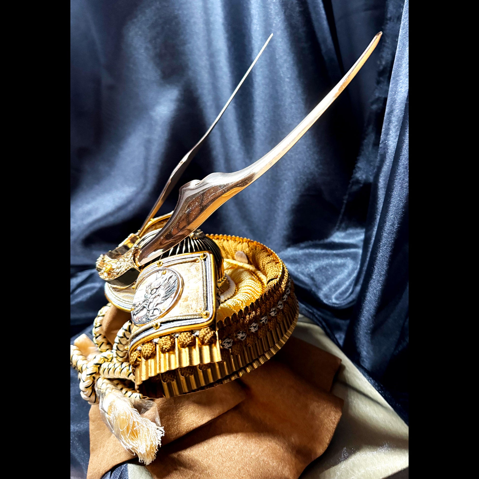 Samurai Kabuto Helmet with Silver Dragon Reliefs 05