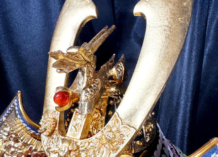 Samurai Kabuto with Gold Leaf & Agate Ornament by Heian Shōzan 03