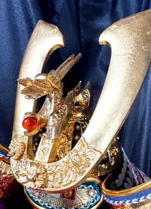 Samurai Kabuto with Gold Leaf & Agate Ornament by Heian Shōzan 03