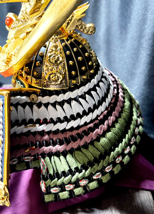 Samurai Kabuto with Gold Leaf & Agate Ornament by Heian Shōzan 04