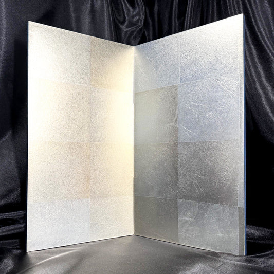 Silver-Toned Byōbu Folding Screen 01