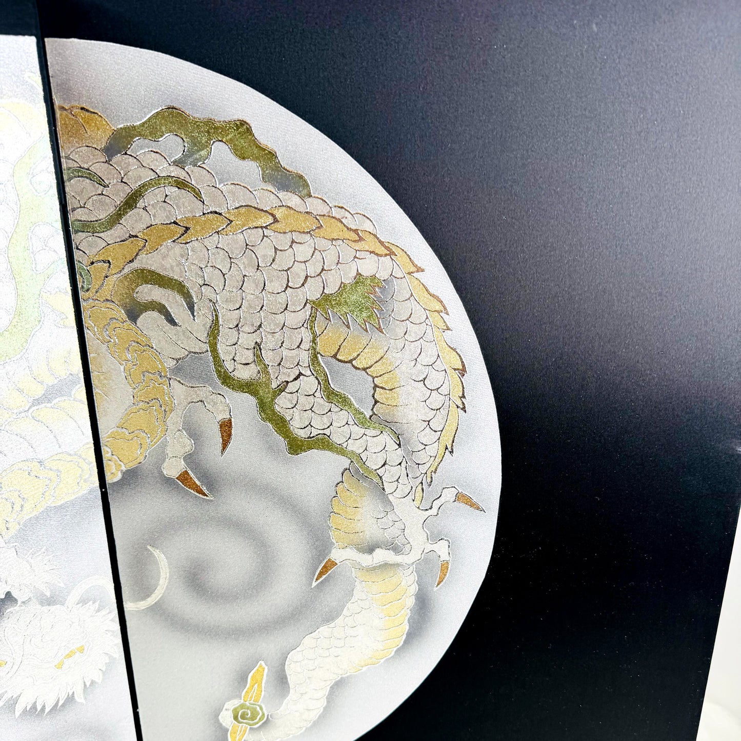 Silver Moon Folding Screen with Dragon Motif by Gahō 03