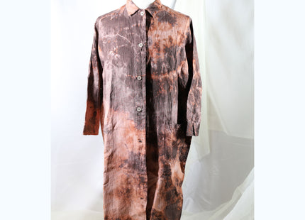 Amami Mud Tie-Dyed Relaxed Linen Long Shirt Coat