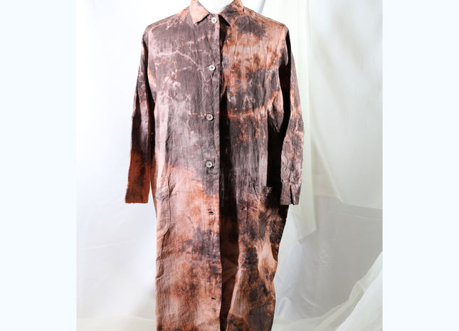 Amami Mud Tie-Dyed Relaxed Linen Long Shirt Coat