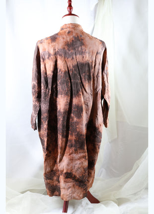 Amami Mud Tie-Dyed Relaxed Linen Long Shirt Coat