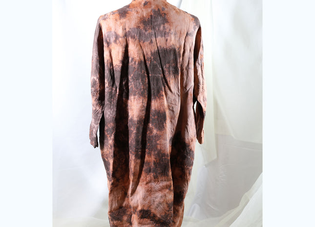 Amami Mud Tie-Dyed Relaxed Linen Long Shirt Coat