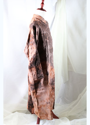 Amami Mud Tie-Dyed Relaxed Linen Long Shirt Coat