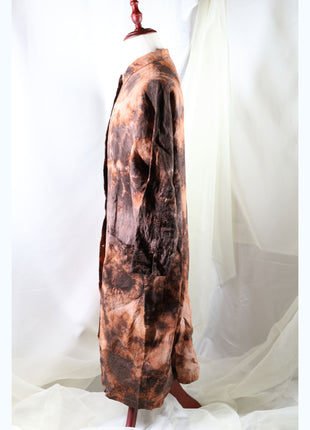 Amami Mud Tie-Dyed Relaxed Linen Long Shirt Coat