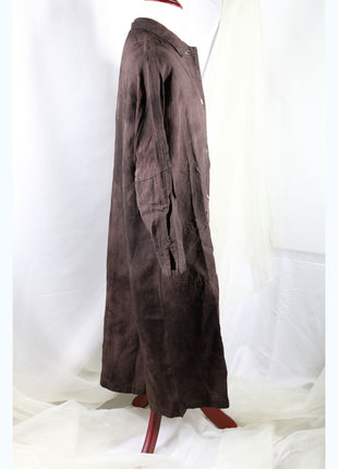Amami Mud-Dyed Relaxed Linen Long Shirt Coat