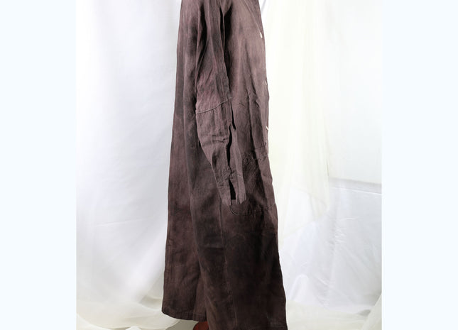 Amami Mud-Dyed Relaxed Linen Long Shirt Coat