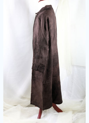 Amami Mud-Dyed Relaxed Linen Long Shirt Coat