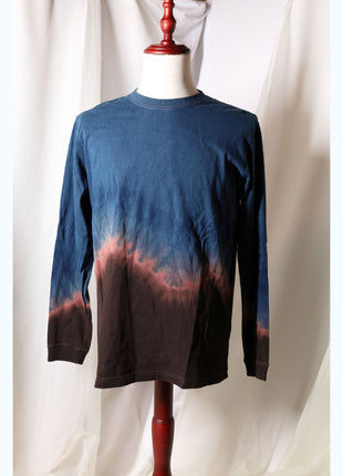 Amami Mud & Indigo Dyed Long Sleeve T-Shirt (Horizontal Two-Tone / L)