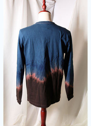 Amami Mud & Indigo Dyed Long Sleeve T-Shirt (Horizontal Two-Tone / L)