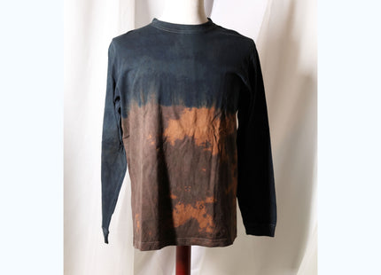 Amami Mud & Indigo Dyed Long Sleeve T-Shirt (Horizontal Two-Tone / L)