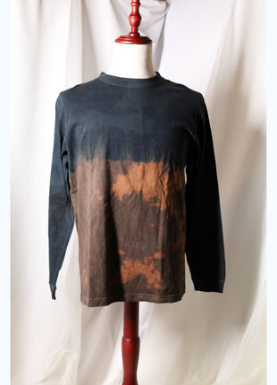 Amami Mud & Indigo Dyed Long Sleeve T-Shirt (Horizontal Two-Tone / L)