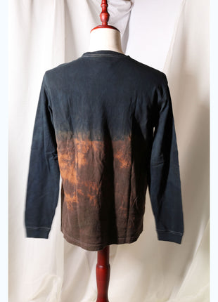 Amami Mud & Indigo Dyed Long Sleeve T-Shirt (Horizontal Two-Tone / L)