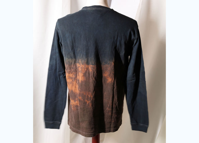 Amami Mud & Indigo Dyed Long Sleeve T-Shirt (Horizontal Two-Tone / L)
