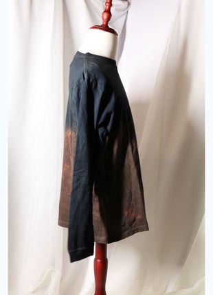 Amami Mud & Indigo Dyed Long Sleeve T-Shirt (Horizontal Two-Tone / L)