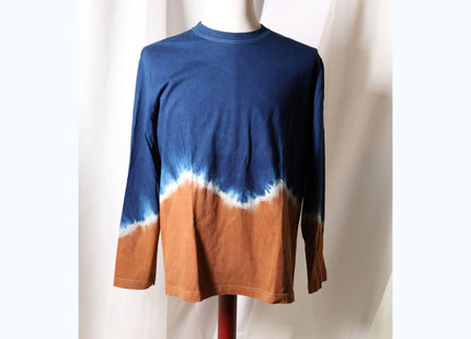 Amami Mud & Indigo Dyed Long Sleeve T-Shirt (Horizontal Two-Tone / L)