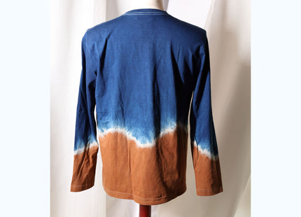 Amami Mud & Indigo Dyed Long Sleeve T-Shirt (Horizontal Two-Tone / L)