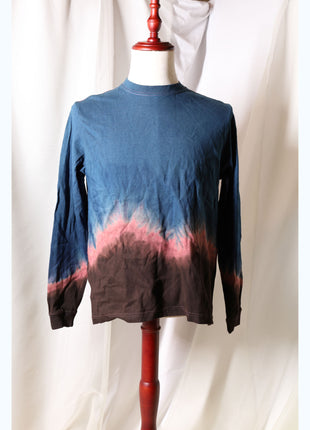 Amami Mud & Indigo Dyed Long Sleeve T-Shirt (Horizontal Two-Tone / M)