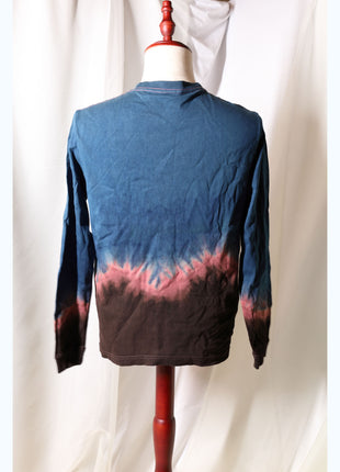 Amami Mud & Indigo Dyed Long Sleeve T-Shirt (Horizontal Two-Tone / M)