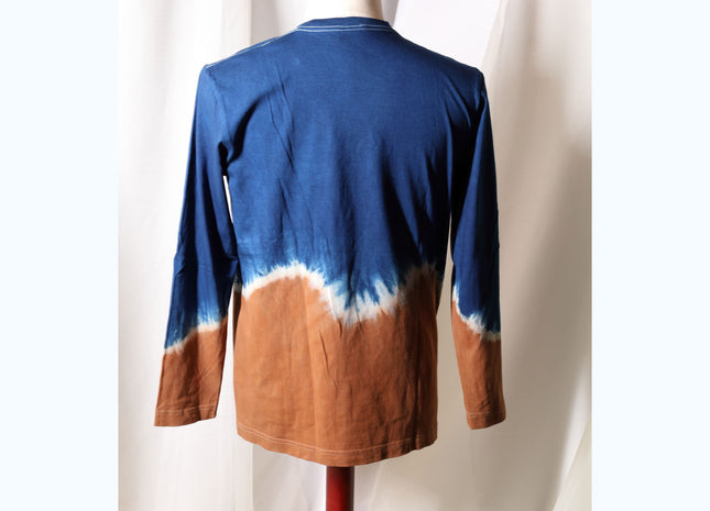 Amami Mud & Indigo Dyed Long Sleeve T-Shirt (Horizontal Two-Tone / M)