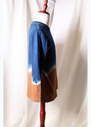Amami Mud & Indigo Dyed Long Sleeve T-Shirt (Horizontal Two-Tone / M)