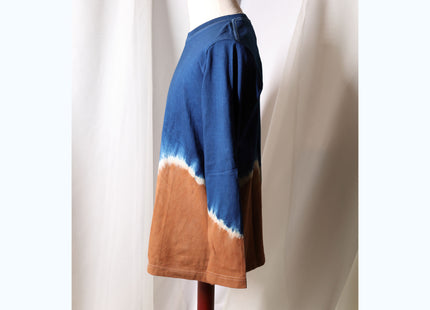 Amami Mud & Indigo Dyed Long Sleeve T-Shirt (Horizontal Two-Tone / M)