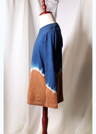 Amami Mud & Indigo Dyed Long Sleeve T-Shirt (Horizontal Two-Tone / M)