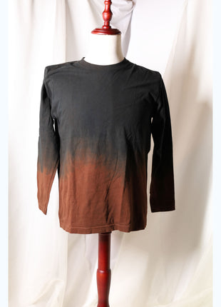 Amami Mud Dyed Long Sleeve T-Shirt (Horizontal Two-Tone / M)