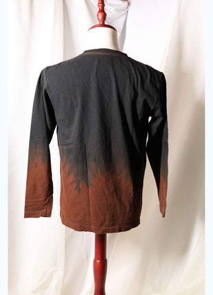 Amami Mud Dyed Long Sleeve T-Shirt (Horizontal Two-Tone / M)